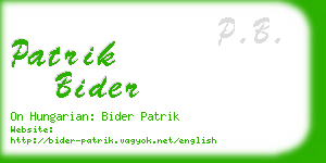 patrik bider business card